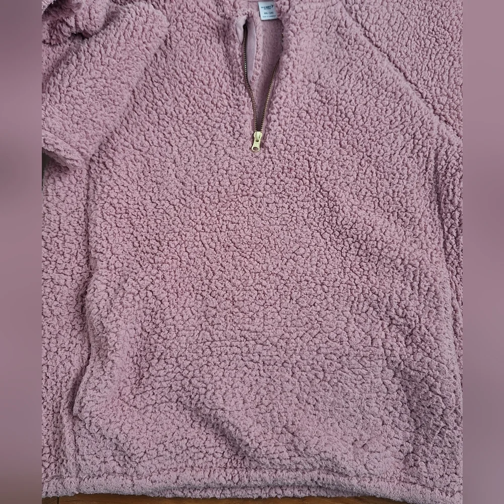 Old Navy Sherpa Fleece Hoodie 1/4 Zip Sweatshirt Pockets Pink Kids XXL Womens XS